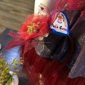 Meilleure qualité vêtements de fête pour enfants ensemble floral lune lumière fleur conception robe bandeau nouveau style printemps saison parapluie - Product Image 4