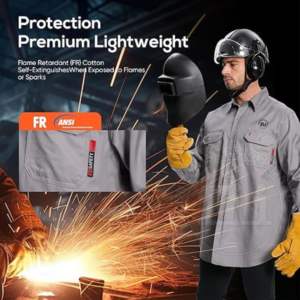 Camisas de Trabajo de Seguridad para Soldadura ZUNEZI ZI-8036, Resistentes al Fuego y al Vapor, de Manga Corta, de Algodón, para Hombre, Industriales - Product Image 3