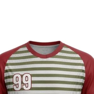 Camiseta Deportiva de Balonmano para Hombre, Roja y Verde Oliva, Sublimada, a Rayas, Manga Corta, Poliéster, Uniforme de Equipo, Ropa Deportiva para Partidos - Product Image 3