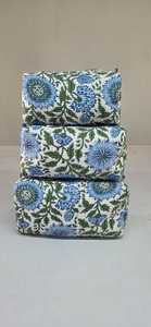 <b>Toiletry</b> Bag Set Travel Makeup Pouch Soft Quilted Cotton Cosmetic Organizer Everyday Carry Zipper Bags Daily Use - Product Image 3