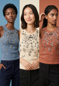 Débardeurs courts côtelés beige ornés, sans manches, col rond, en coton fait main, pour la Saint-Valentin, vêtements pour femmes - Product Image 4