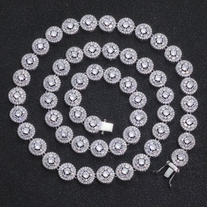 925 Silver Lab Grown Diamond Round Link Chain Luxury <b>Statement</b> <b>Necklace</b> for Men - Product Image 5