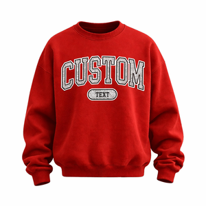 Sweat-shirt surdimensionné rouge pour femmes de qualité supérieure, texte personnalisé, logo, col rond décontracté, pull chaud en molleton 100% coton, streetwear - Product Image 2
