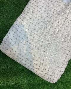 African Sequin Lace Fabric Beaded Embroidery Mesh Fabric Party Wear Wedding Dress Fabric Wholesale - Product Image 5