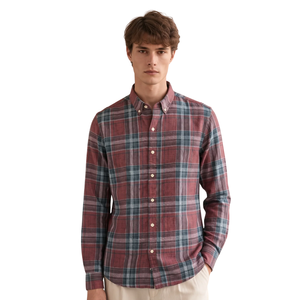 Camisa de Franela a Cuadros Roja y Verde Personalizada para Hombre, Manga Larga, con Botones, Estilo Casual, Tela Suave Cepillada, Ropa Urbana, Venta al Por Mayor - Product Image 1