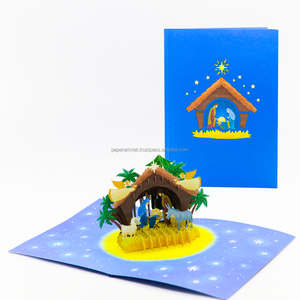 Artisanat 3D Nativité Love-Style Carte de vœux Pop-up Impression UV et offset en papier Célébrer la naissance à Noël - Product Image 1