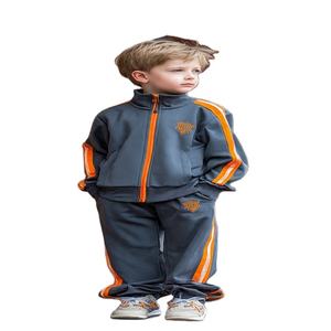 ชุดเสื้อผ้าเด็ก2ชิ้นสำหรับชุดนักเรียนระดับประถมศึกษาชุดสูทลำลองแบบทึบ100% โพลีเอสเตอร์ออกแบบโลโก้ได้ตามต้องการ - Product Image 2