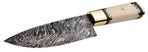 Custom Handmade Damascus Steel Japanese <b>Utility</b> <b>Knife</b> Smooth Camel Bone Handle Brass Bolster - Product Image 2