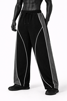 Pantalon de jogging unisexe taille haute à jambe large en toile, patchwork, décontracté, pour la détente, personnalisation, fournisseur OEM de vêtements de sport en gros
