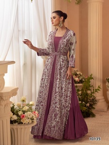 Pure Heavy Chinon <b>Women's</b> Party <b>Kurta</b> with Self Embroidery and Patchwork Design - Product Image 4