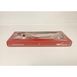 Crystal Salad Servers <b>Set</b> 2 Piece Clear Glass Salad <b>Tools</b> with Etched Handles in Red <b>Box</b> Packaging - Product Image 3