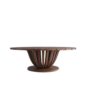 Table à manger Riva moderne en teck massif avec finition couleur noyer et de haute qualité pour une utilisation en intérieur et en extérieur - Product Image 1