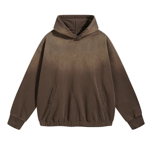 Sudadera con capucha oversize para hombre con bordado, para parejas, con bolsillo, estilo urbano de invierno, forro polar de 280 g/m², lavado ácido, efecto desgastado por el sol, con cremallera, ecológica y transpirable - Product Image 1
