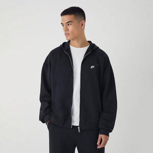 Sweat à capuche zippé unisexe OEM surdimensionné 450 GSM avec logo personnalisé, respirant, 100 % coton, élégant et ample pour le sport - Product Image 1