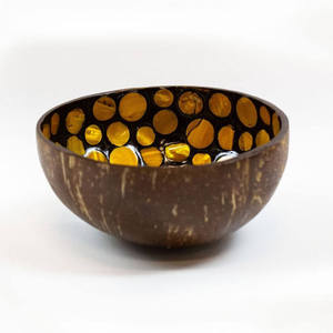 Handcrafted Mother of pearl coconut bowl with vibrant shell <b>dot</b> inlay <b>eco</b> friendly tableware for modern home decoration style - Product Image 2