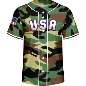 Maillot de baseball sublimé camouflage Forêt Verte, uniforme sportif professionnel, vêtements athlétiques unisexe - Product Image 1