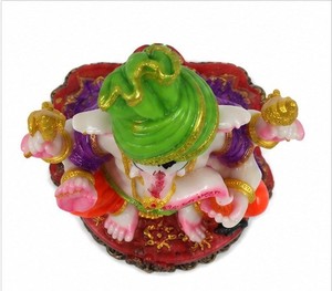 Colorful Resin Ganesh Statue Hindu God Figurine Sitting <b>Elephant</b> Deity Ornament for Home <b>Decor</b> Tabletop - Product Image 3