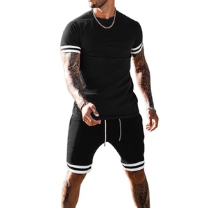 Summer Streetwear <b>Nylon</b> <b>Shorts</b> Set Spray Washed Vintage Lightly Distressed <b>Short</b> Sleeve Cotton Two pcs set cotton breathable - Product Image 1