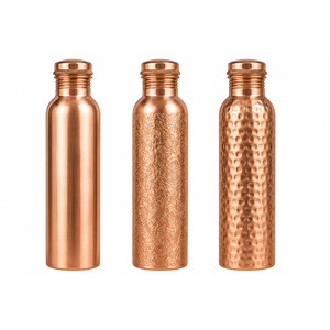 Botella de Agua Ecológica de Cobre Puro de 1 Litro, Diseño Moderno y Elegante, Mantiene las Bebidas Frías/Calientes, Hecha a Mano, Beneficios Ayurvédicos para la Salud - Product Image 1