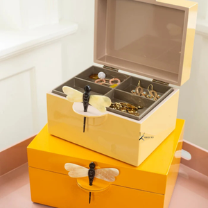 Caja de Almacenamiento de Laca Amarilla con Asa de Libélula, Decoración para el Hogar, Duradera, Hecha a Mano, KV NATURAL HOME - Product Image 5