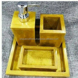 Timeless Grace Classic Handmade Epoxy Resin Bathroom <b>Set</b> Elegant Bath Tray Accessories <b>Soap</b> Dispenser Tumbler Luxury Decor Kit - Product Image 4