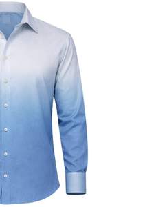 Camisa Formal para Hombre en Degradado Azul Cielo, Algodón Premium, Manga Larga, Cierre de Botones, Estilo Casual Elegante, Fabricante OEM Personalizado, Suministro al por Mayor - Product Image 4