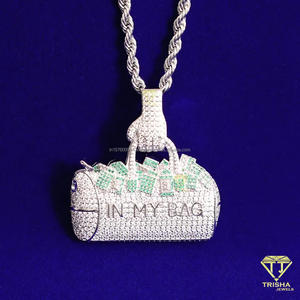 Designer Money Bag Pendant with VVS Moissanite Diamonds and 925 Sterling Silver Streetwear Jewelry - Product Image 6