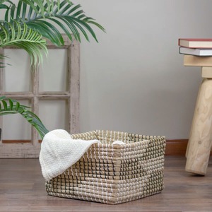 Brown Woven Accent Seagrass <b>Basket</b> Handmade <b>Storage</b> <b>Basket</b> Wholesale eco-friendly Made in Vietnam - Product Image 2