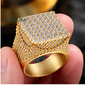 Anillo de Diamantes Plateado en Plata 925 para Hombre, Forma Cuadrada, Estilo Hip Hop, Joyería para Fiesta, Color D - Product Image 1