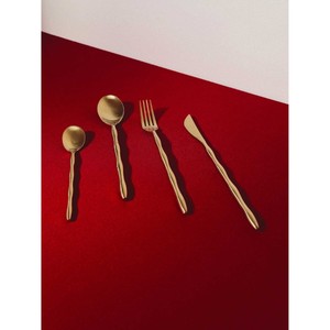 Matte Gold Flatware Set Minimalist Design Metal Cutlery <b>Spoon</b> Fork Knife - Product Image 4