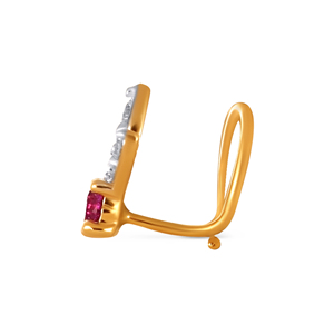 Pendiente de Nariz de Oro Amarillo de 18K para Mujer con Diamantes Cultivados en Laboratorio de Corte Brillante Redondo, Lujoso para Uso Diario - Product Image 3