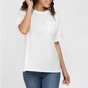 Women's Spring Summer 2026 Plus Size O-Neck Embroidery 100% Cotton Short Sleeve T-<b>shirts</b> With Front Chest Pocket Breathable Tee - Product Image 5