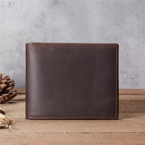<b>Men's</b> Genuine Leather Slim <b>Wallet</b> With Striped Lining Fold Closure Card Holder Short Length Minimalist Design - Product Image 2