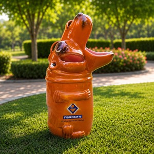 2026 Frog Shape Outdoor Dust Bin Decorative Fiberglass Garden Waste Bin Open Top Cute Animal Design - Product Image 6