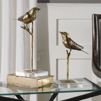 Sculpture d'oiseaux en laiton faite à la main, figurine animale moderne, décoration de sol pour salon, hôtel, bar