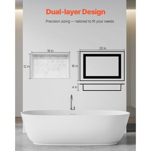 16 X 20 X 4 Inch Modern Shower Niche Movable Divider <b>Shelf</b> for Soap Shampoo Storage Bathroom <b>Shelves</b> Organizer <b>Squar</b> - Product Image 6