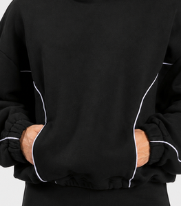 Wholesale Men's <b>Black</b> Contrastline Hoodie's Casual Oversized Breathable Men's <b>Sweatshirts</b> Premium Fleece Men's Pullover Hoodie's - Product Image 3