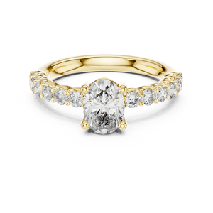 Bague solitaire élégante en diamant de laboratoire, bague de fiançailles demi-éternité en or rose, cadeau d'anniversaire pour elle - Product Image 2