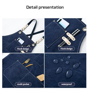 Tablier sans manches en toile de coton unisexe avec logo personnalisé bavoir ajustable pour la cuisine, la cuisson, le bar, le café, le <span class=keywords><strong>chef</strong></span> ou le nettoyage - Product Image 4