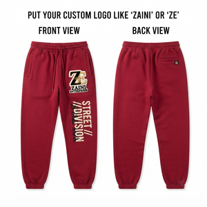 Premium Cotton Fleece 320 GSM Mens Jogger Pant Burgundy Red Custom Chenille Embroidery Screen Print Logo Streetwear - Product Image 1