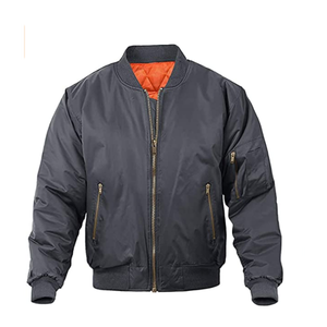 Bomber Jacket Padded Zip Outerwear Warm Lined Windbreaker Ribbed Trim Custom Clothing Wholesale Winter Apparel Casual <b>Coats</b> - Product Image 5