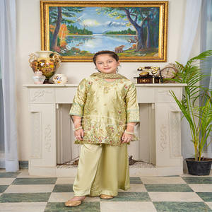 Girls Readymade Fancy Shararas Dress Embroidered Suit, 3 pcs Suit design for Kids Pakistani Breathable dress girl - Product Image 6