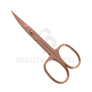 Ciseaux à cuticules professionnels en or rose avec des pointes courbées et affûtées et un corps en acier inoxydable pour une manucure de précision - Product Image 1