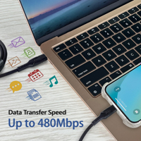 Cable de Carga Rápida USB-C de 240W, 0.3M, Cable Tipo-C de Alta Velocidad, Aleación de Aluminio, para Auto, Computadora, Android/iOS Móvil