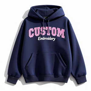 Premium Applique Embroidery Pullover 100% Cotton Fleece Streetwear Women's Front Custom Logo Hoodies Private Label Supplier - Product Image 1