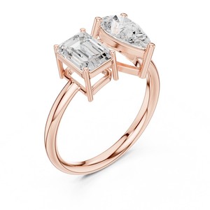 Bague Fine en Or Massif 14K avec Diamant de Laboratoire Taille Poire Émeraude 1 Carat Chaque, Design Unique, Bijoux de Corps Raffinés, Élégance Premium - Product Image 5