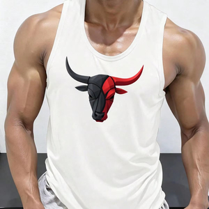 Débardeurs de sport professionnels pour l'été, imprimé géométrique taureau, séchage rapide, respirant, sans manches, pour hommes - Product Image 2