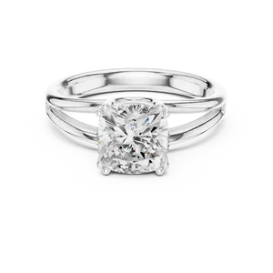Cushion Cut Lab Grown Diamond Solitaire <b>Ring</b> Claw Prong <b>Split</b> Shank 18k Solid Gold IGI Certified Engagement Gift Modern Bridal - Product Image 2