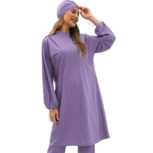 Muslim Women 2-Piece Set Full Cover <b>Islamic</b> Burkinis Modest Quick Dry Breathable Beachwear Customizable High Cut <b>Print</b> Swimwear - Product Image 5
