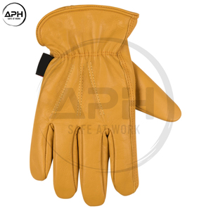 Gants de conduite en cuir lisses à paume intégrale, poignet élastique, pour le travail, avec coutures classiques, produit de qualité supérieure, gants robustes - Product Image 2